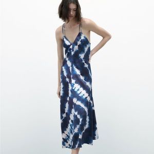ZARA TIE DYE MIDI SLIP DRESS